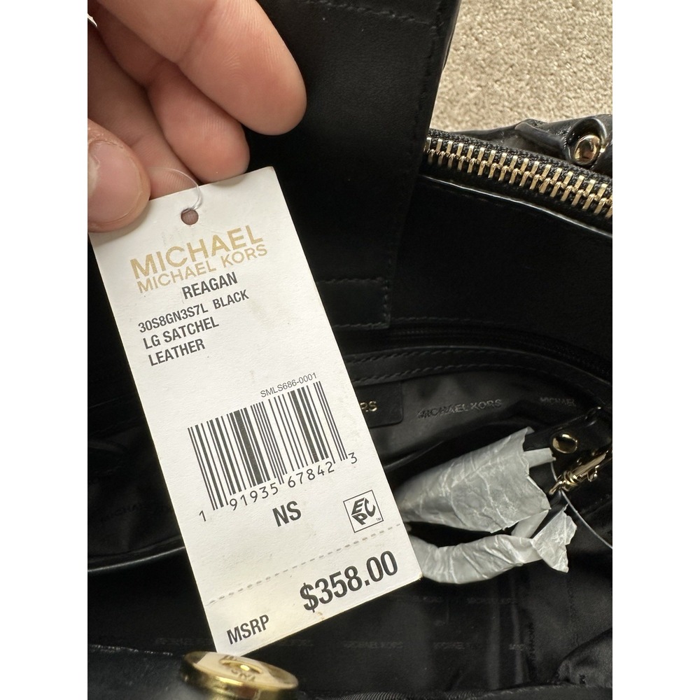 NWT $358 MICHAEL Michael Kors Reagan Large Satchel - Black 30S8GN3S7L-001 - Picture 8 of 10